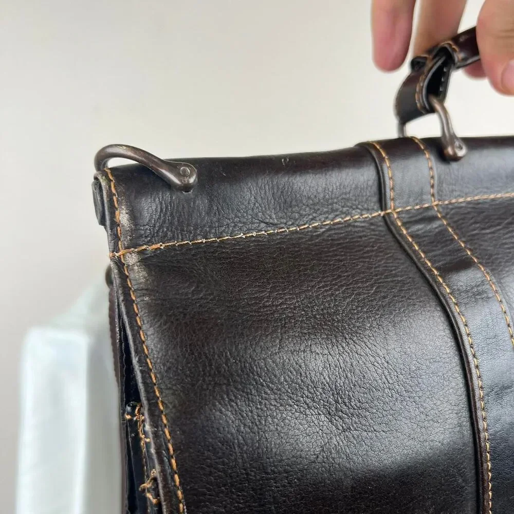 Wilson's VTG Large Chocolate Brown Leather Briefcase Men's Computer Bag Organize
